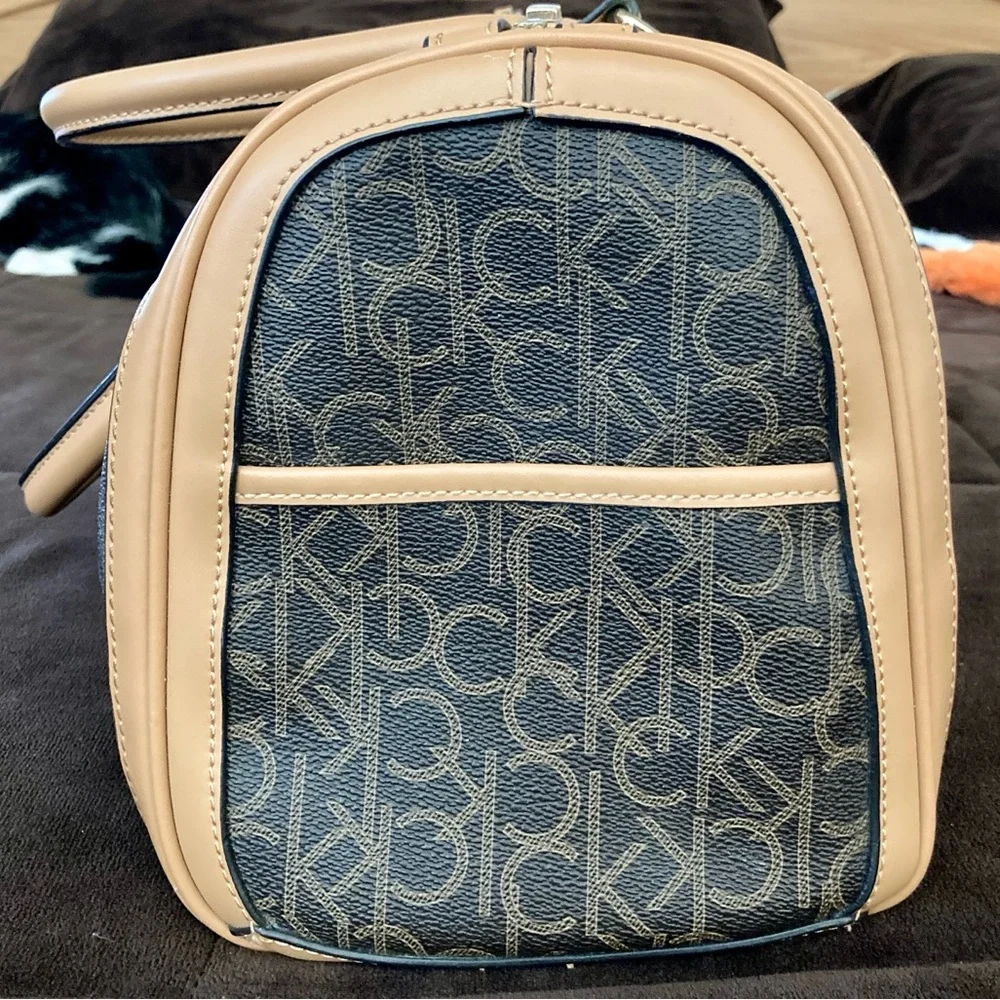 Calvin Klein Signature Monogrammed Satchel (Brown) - Picture 4 of 7